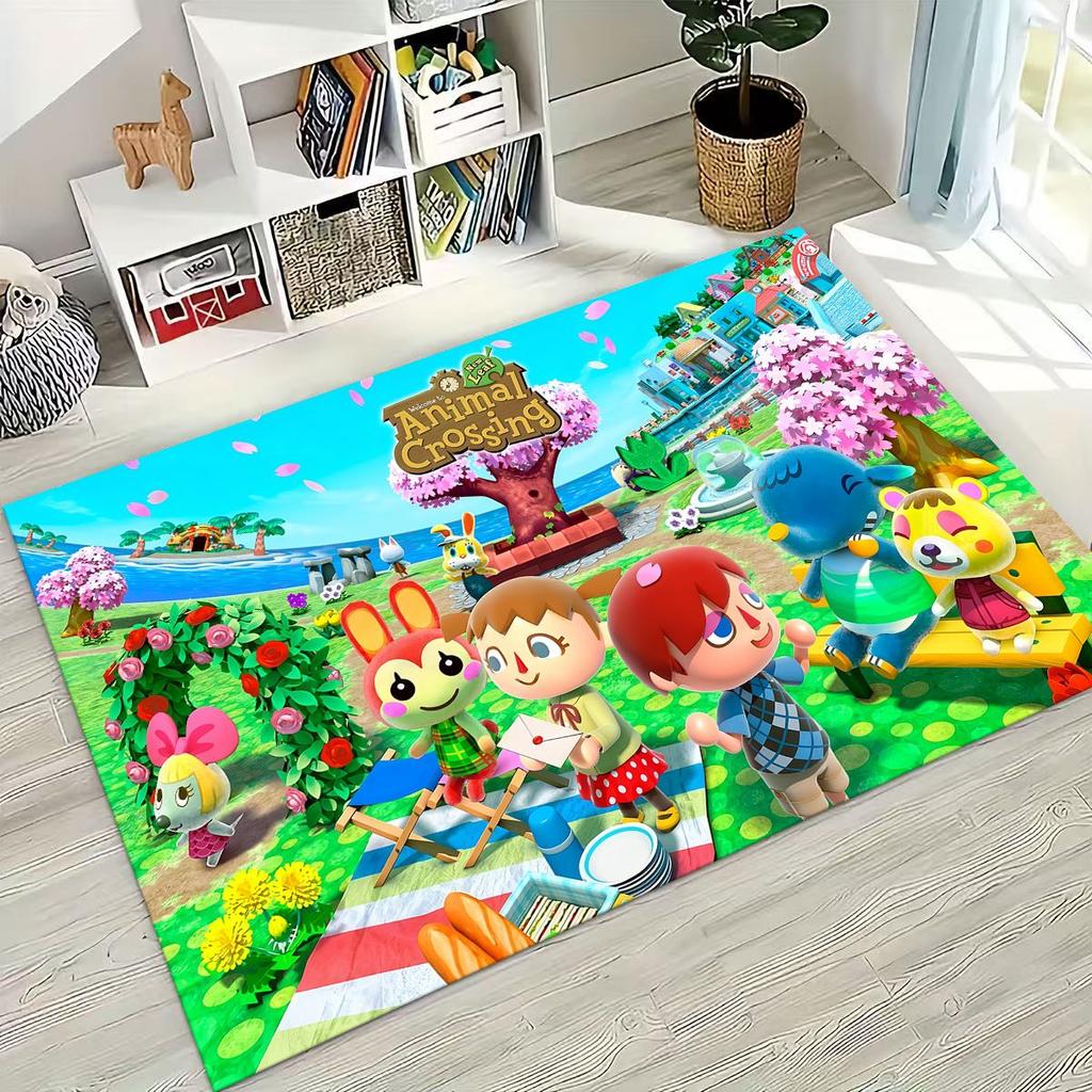 Игровой ковер с мультяшным рисунком Animal Crossing Wild World для спальни, гостиной, дивана, домашний коврик для двери, декор, большой детский игровой нескользящий коврик для пола
