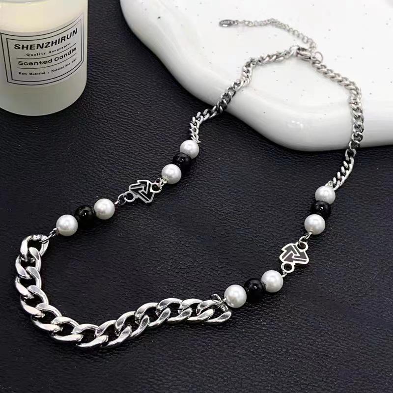 Square agate necklace men's hiphop men's and women's trend ins American hip hop high street cold wind accessories