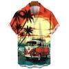 Vintage Men's Shirt For Men Short Sleeve Tops Beach and Cars 3d Print Shirt Summer Sweatshirt Tees Designer Men's Clothing