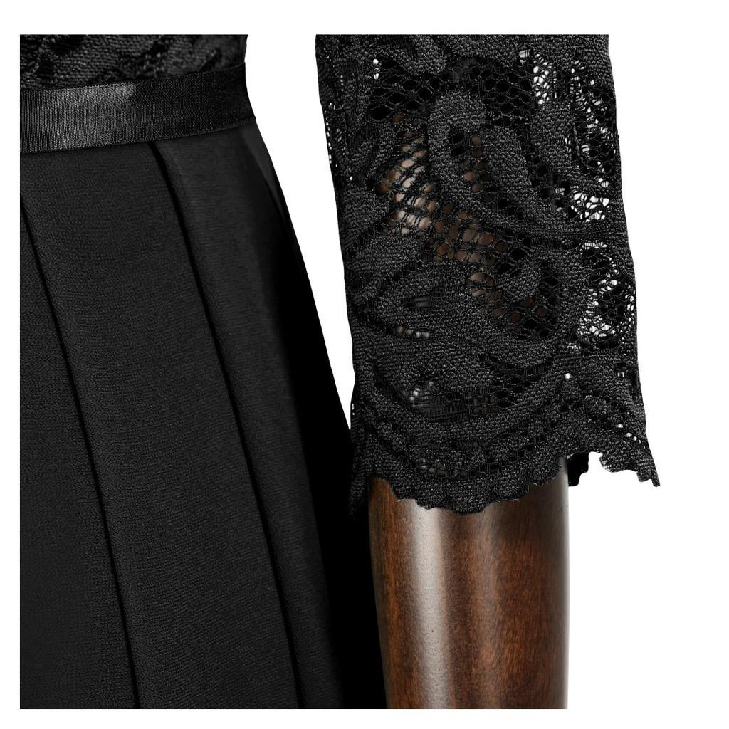 Шифоновое кружевное длинное вечернее платье в европейском стиле - Женское платье с круглым вырезом