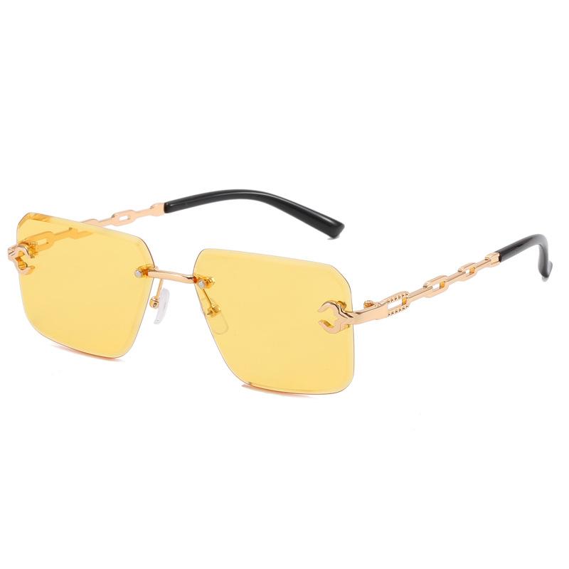 Square Shape Women'S Sunglasses Fashion Rimless Cut Edge Men'S Sun Glasses European American Style Female Sunglass