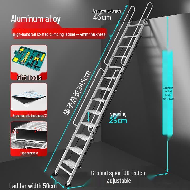 JINGGENG Heavy-Duty Aluminum Telescopic Folding Ladder