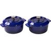 Woll Iron Pot Set, Cast Iron, Mini, with Lid, 10 Cm, Blue, 2 Pieces (110CI-020)