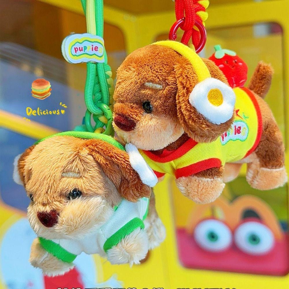 Fluffy Dachshund Plush Dog Keychain Soft Jewelry Puppy Car Key Ring Collection Girl Heart Animal Puppy Dolls Keyring