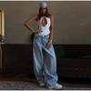 High Street Light Blue High Waist Wide Leg Jeans Women's 2025 Spring Autumn Loose Tall Extended Floor Length Office Lady Denim Pants