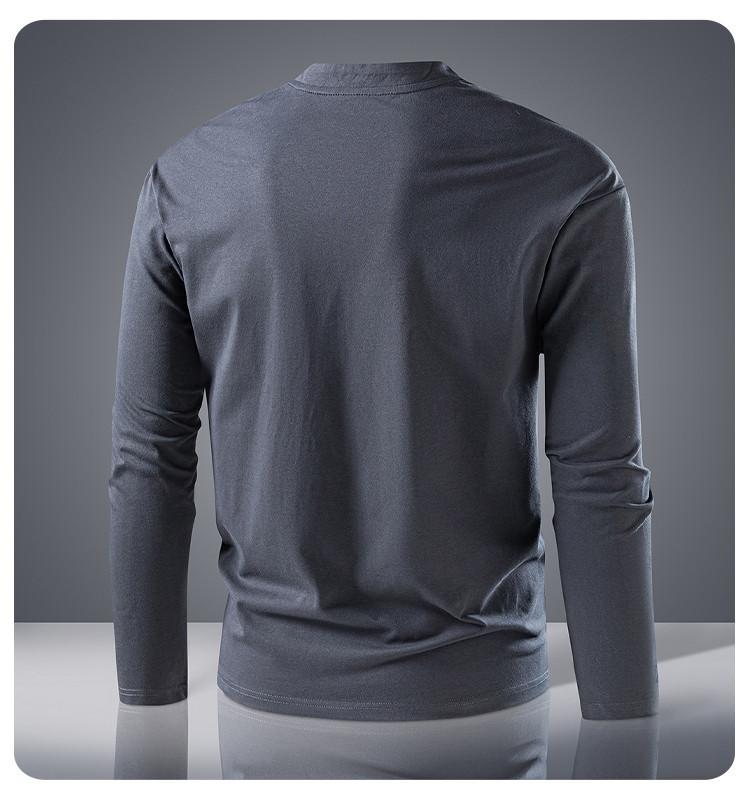 [Heavy Milan Cotton] Four in One Button Chinese Style Men's T-shirt Long Sleeve Spring and Autumn