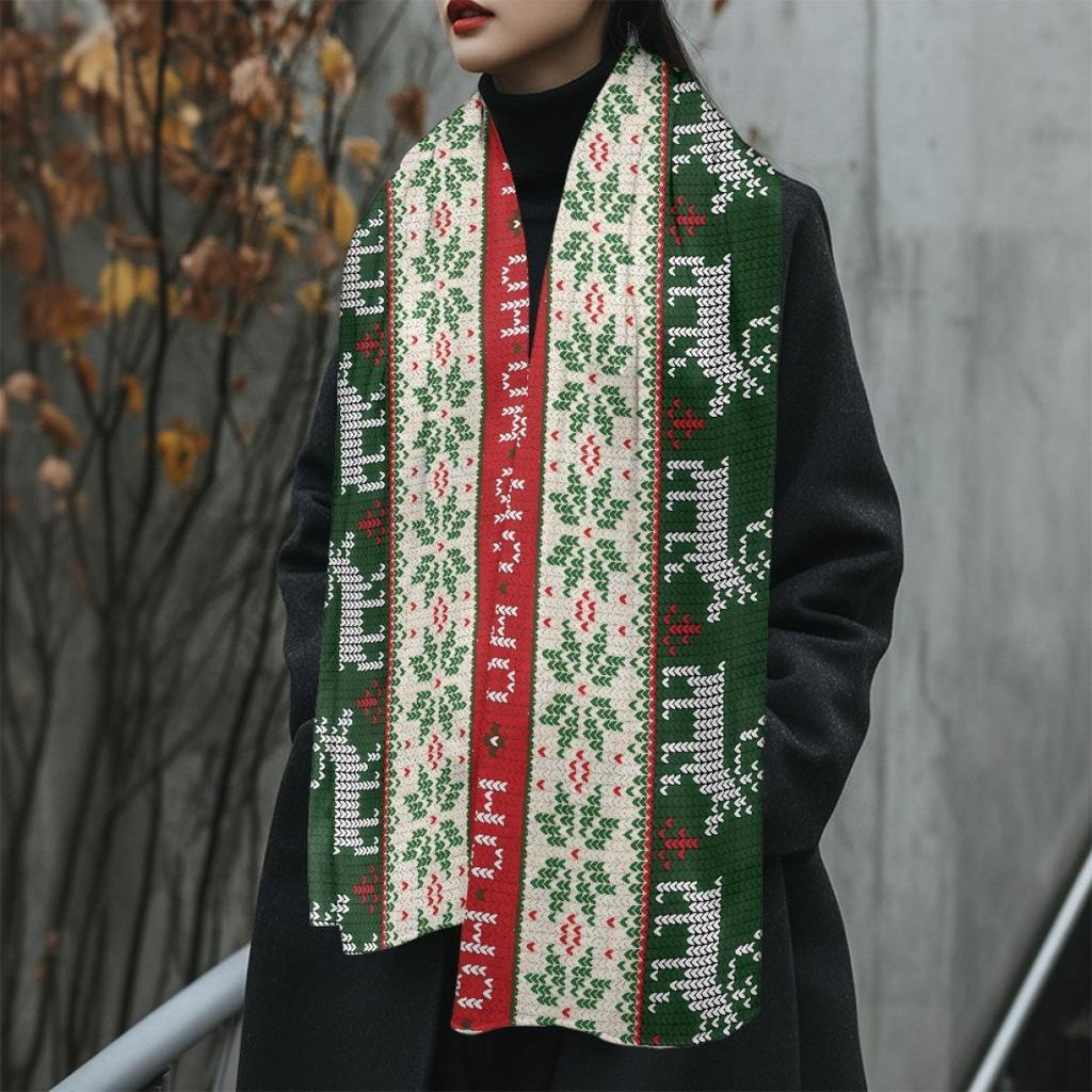 Розовый флисовый шарф с рождественским узором для девочек