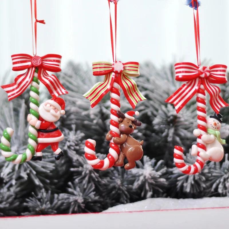 Christmas Decorations Santa Claus Snowman Small  Candy Cane Ornaments Christmas Tree Decoration Ornaments