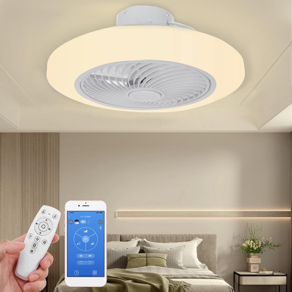 21 дюйм современный интеллектуальный потолочный вентилятор, лампа 80 Вт, декоративная лампа для спальни, бесшумный вентилятор, управление лампой по телефону с пультом дистанционного управления