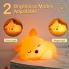 Animal Shape Fox Night Light LED Silicone Bedside Lamp Touch Control Dimmable USB Rechargeable for Kids Room