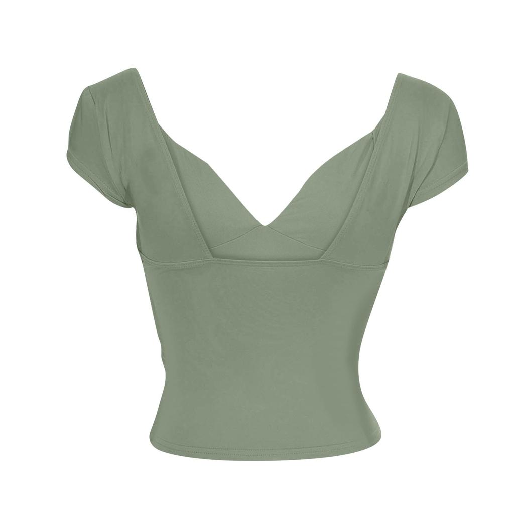 Женская сексуальная тонкая футболка с глубоким V-образным вырезом и открытой спиной, с коротким рукавом