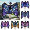 Butterfly Cloak for Kids Performance Cosplay Colorful Fairy Wing Costume with Fluttering Sleeves Layered Hem Carnivals Skirt Halloween Headband Masque