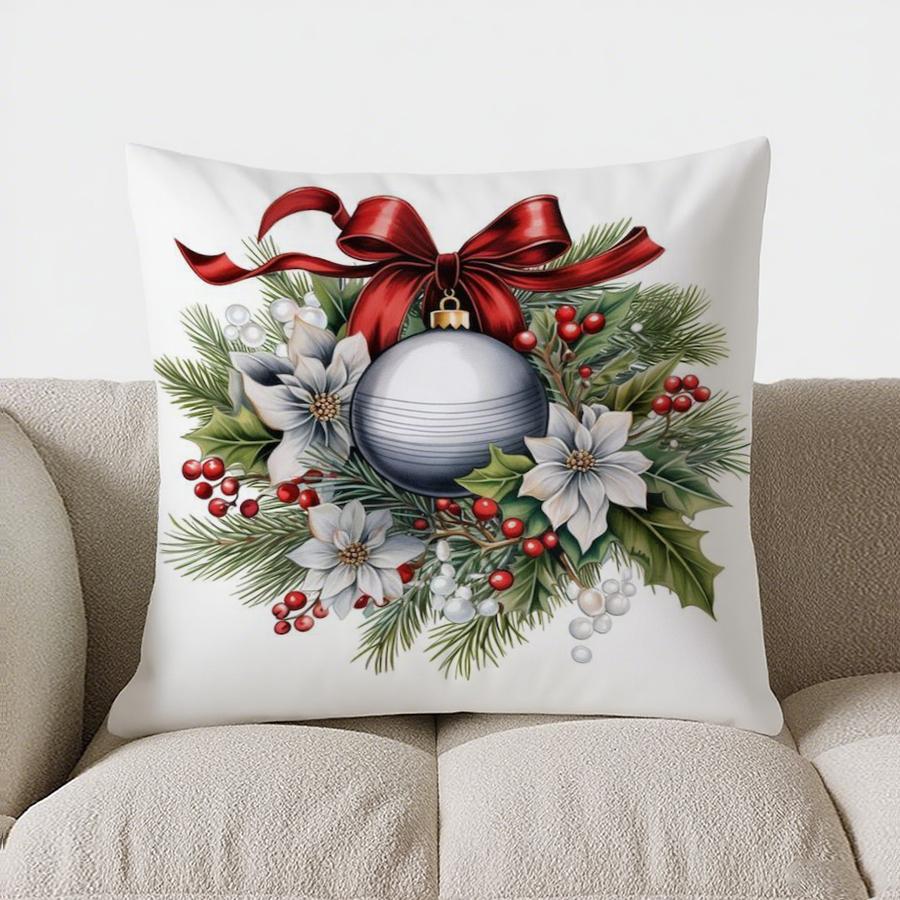 Christmas Decor Pattern Throw Pillow Cover With Short Plush Print For Living Room Sofa Decoration Cushion Cover Pillow Covers