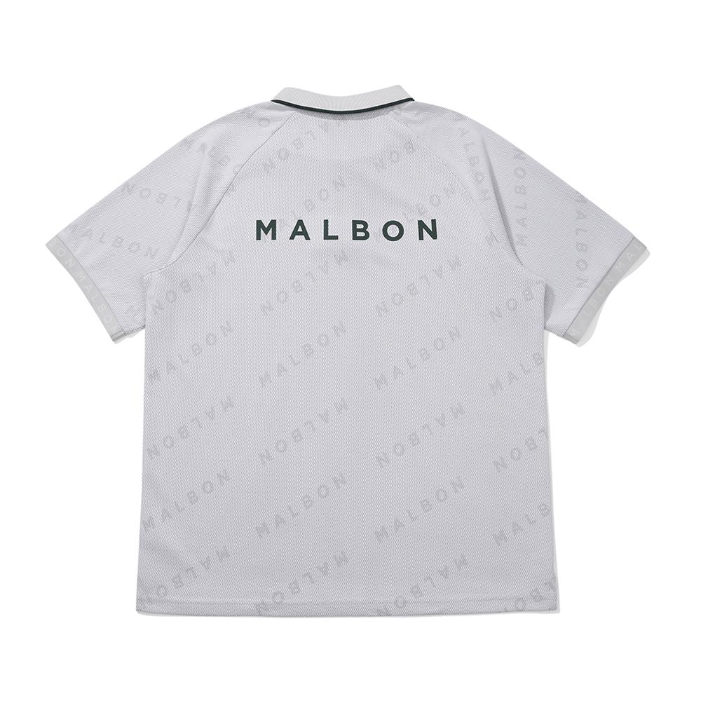 MALBON GOLF Malbon Жаккардовая рубашка-поло Светло-серая (мужчина)
