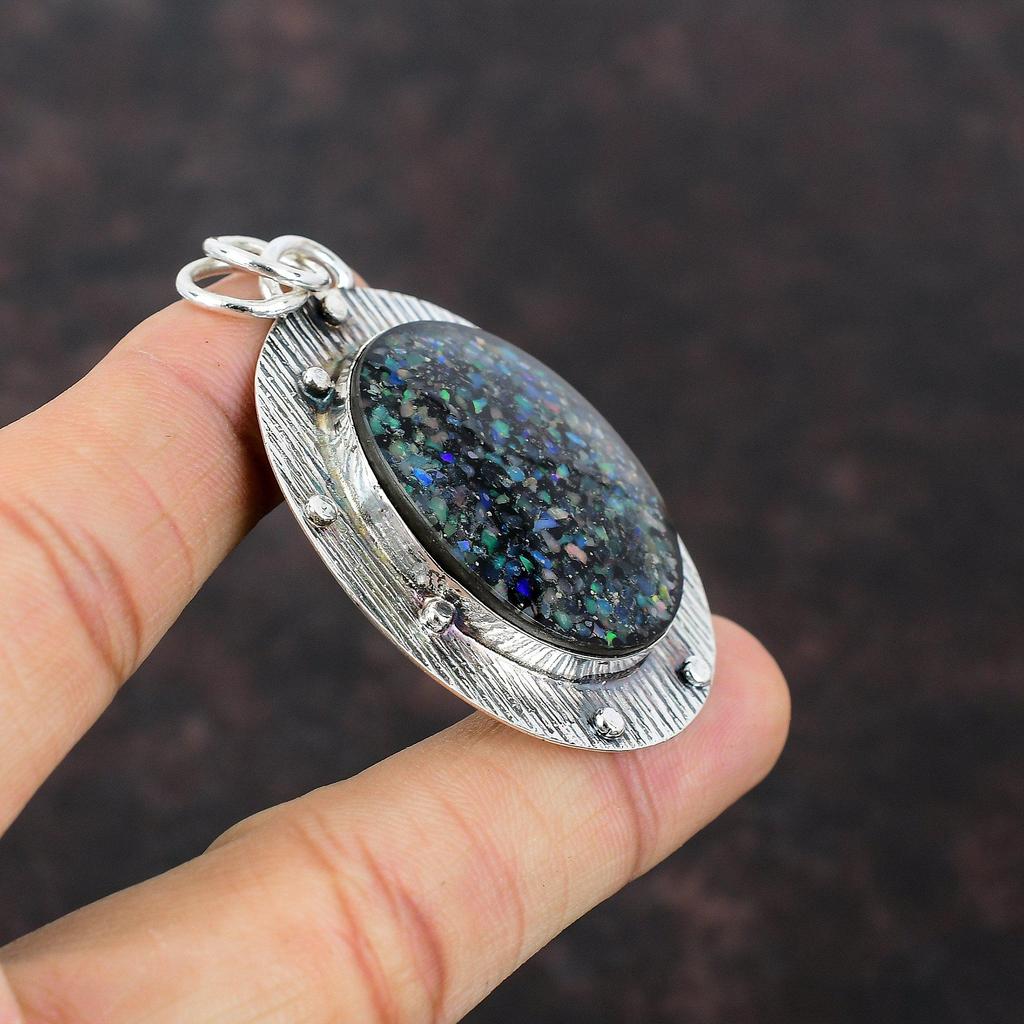 Черный Эфиопский Опал Кулон Стерлингового Серебра 925 Кулон Ювелирные Изделия Из Натурального Драгоценного Камня Дизайнерский Кулон Ручной Работы Подарок Для Женщин Совершенно Новые Ювелирные Изделия