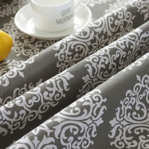 Meioro Round Tablecloth, Retro Floral Design, Table Cover, Available in Various Sizes, Multi-Purpose, Interior Decor (Gray, 120cm)