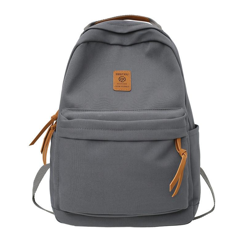 Simple Solid Color Letter Decoration Student Leisure Backpack For Travel And School