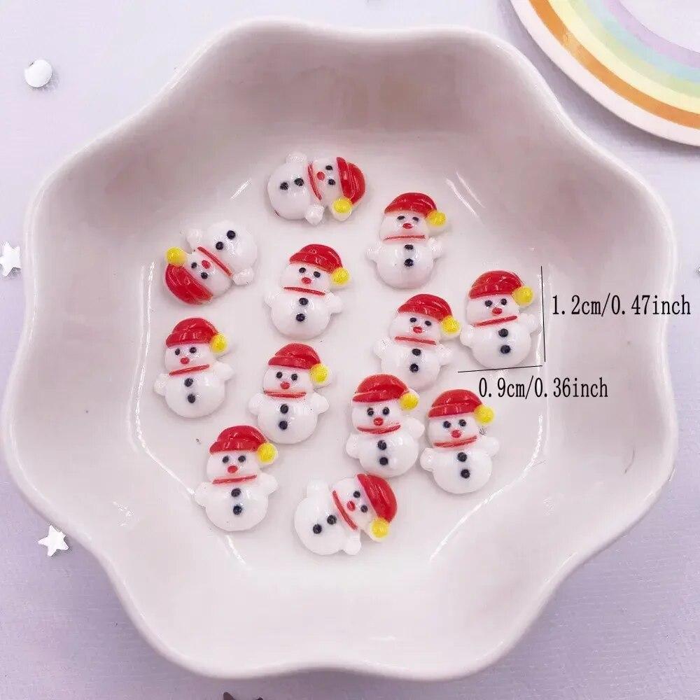 50pcs Resin Mini Colorful Christmas Snowman Tree Snowflower Deer Flat Back Figurines Nail Art DIY Scrapbooks Accessories