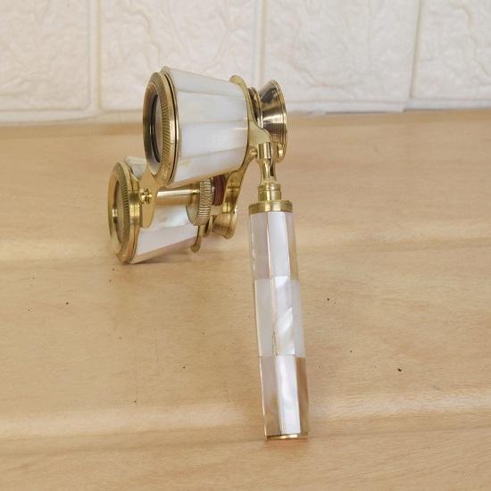 Бинокль из латуни, перламутровый бинокль, регулируемый фокус и ручка