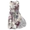 Women's Fashion Floral Printed Lapel Buttoned Seven-Point Sleeve Dress With Tie-Downs