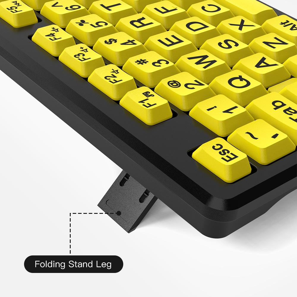 USB-клавиатура с крупным шрифтом, желтые клавиши, высокая контрастность для пожилых людей и людей с нарушениями зрения, с четкими буквами и большими клавишами