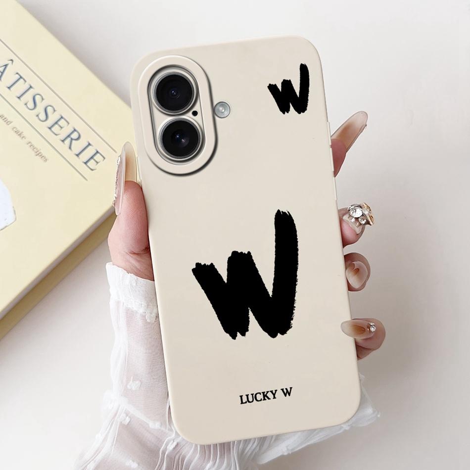 For iPhone 17 17Air Lucky Initial Letter Phone Case For iPhone17 17 Air Soft Silicone Shockproof Cases Bumpers