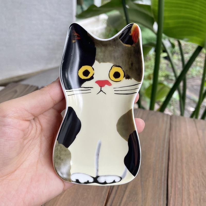1PC Cat Ceramics Dish Kitchen Spoon Holder Home Cat Sauces Dishes Restauarant Seasoning Plate Japanese Cute