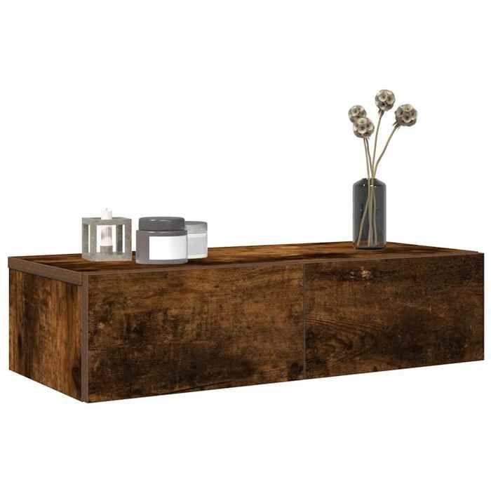 VidaXL Wall Shelf with Drawers Smoked Oak Engineered Wood 859972