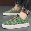 Модные дизайнерские зеленые парусиновые туфли для мужчин, модные мужские кроссовки из вулканизированной ткани с принтом, дышащая спортивная обувь для скейтборда на платформе для мужчин 2024