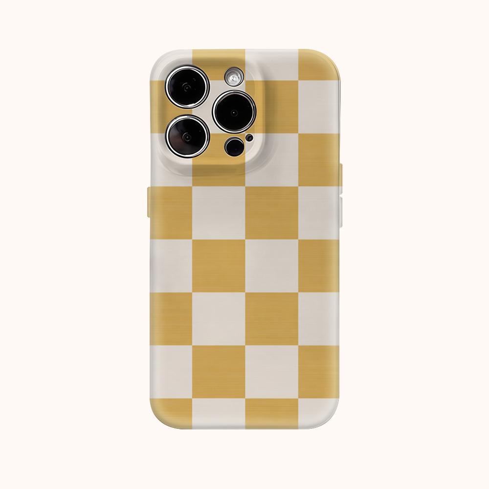 Солнечный Чехол-Шахматка для IPhone 17AIR 16E 16 15 14 13 12 11 17 Pro Max Plus Двухслойная Задняя Крышка