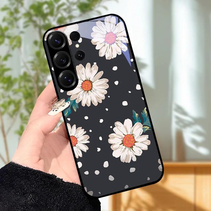 Для Samsung S23 S24 Ultra Модный чехол S24 Plus / S23+ S24+ Жесткий ПК Закаленное стекло Чехол для телефона Для Galaxy S23 FE Защитное стекло