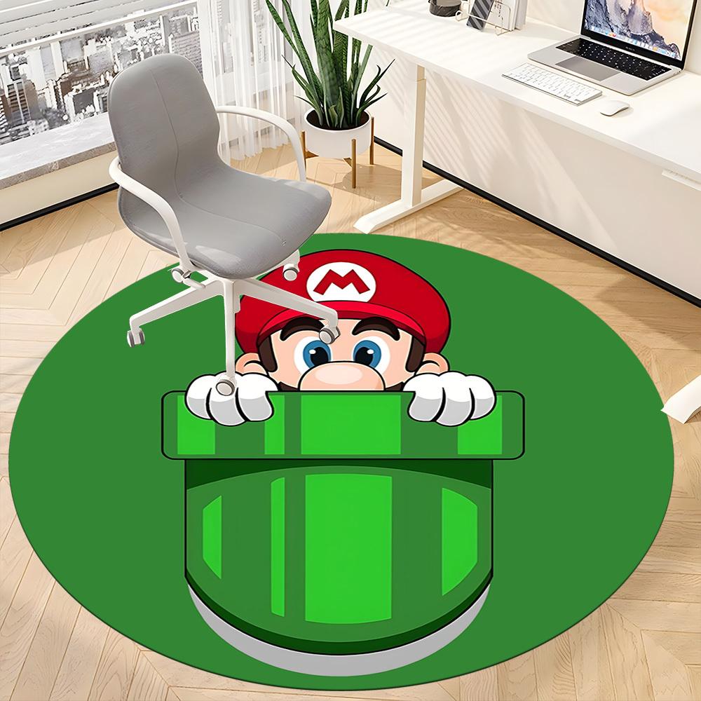 1pc Mario Office Round Area Rug, Under Office Chairs Bedroom Living Room Home Decor a1022225