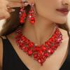 Европейский красный хрустальный свадебный набор: колье и серьги