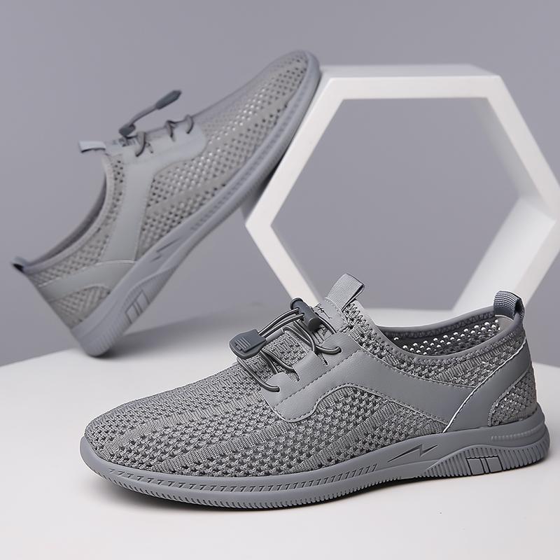 Новые дизайнерские дышащие мужские сетчатые повседневные туфли с массажной подошвой, рабочие туфли для поездок на работу, мужские повседневные туфли для вождения с вырезом