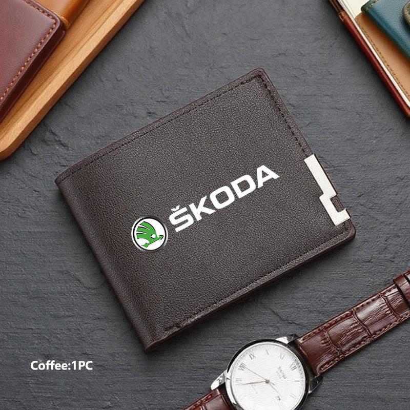 TTJJ2 Men Wallet ID Credit Card Holder License Bag Gift Accessories For Skoda S Kodiaq Octavia 2 3 Yeti Karoq Rapid Fabia VII VRS