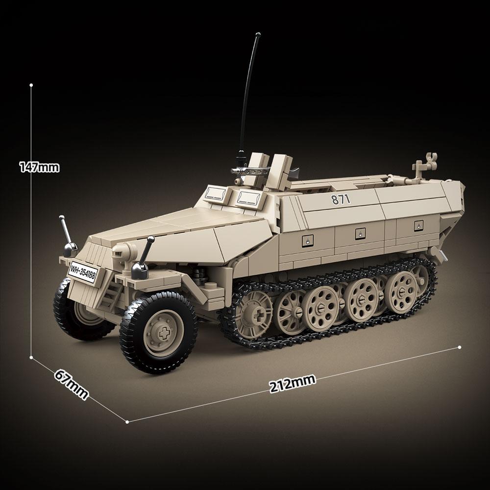 714 деталей WW2 Бронированный SD.KF5.251 Полугусеничная Легкая Бронированная Машина Солдат MOC Модель Строительные Блоки Кирпичи Игрушки без коробкиДля Детей