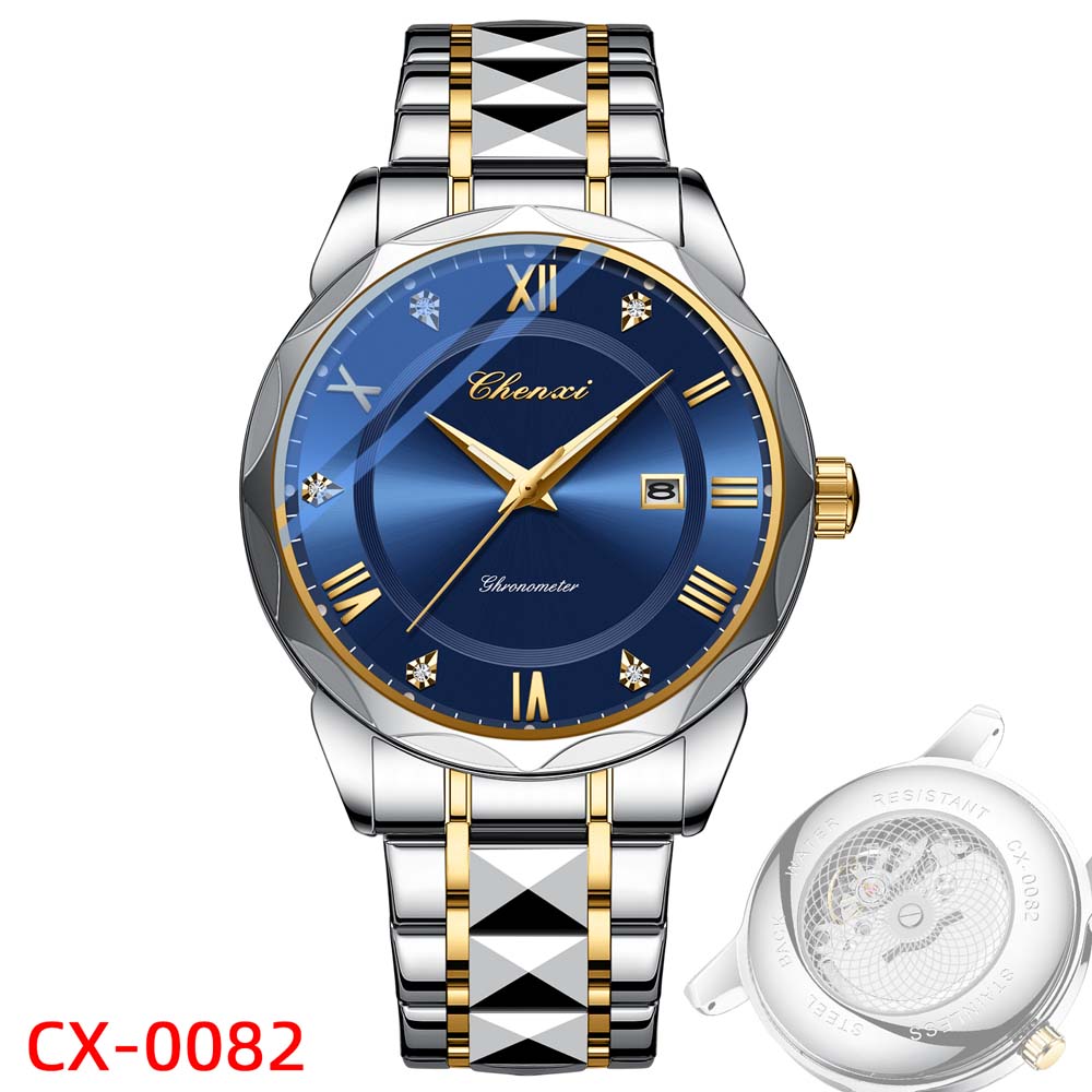CHENXI New Stylish Men's Quartz Watch Casual Business Calendar Large Dial Stainless Steel Men's Quartz Watch Water-Resistant