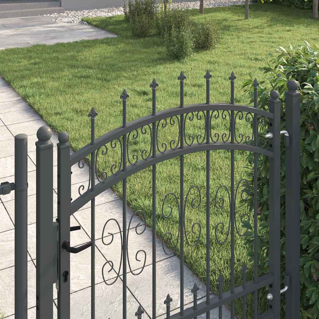 KAMPEN Fence Gate with Spear Top Design 103 x 100 cm Steel Gray