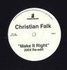 12-дюймовая пластинка CHRISTIAN FALK TRUE SOLACE Make It Right 2004 Переиздание FR1105 Frontline recor Танцевальная Электроника Б/у