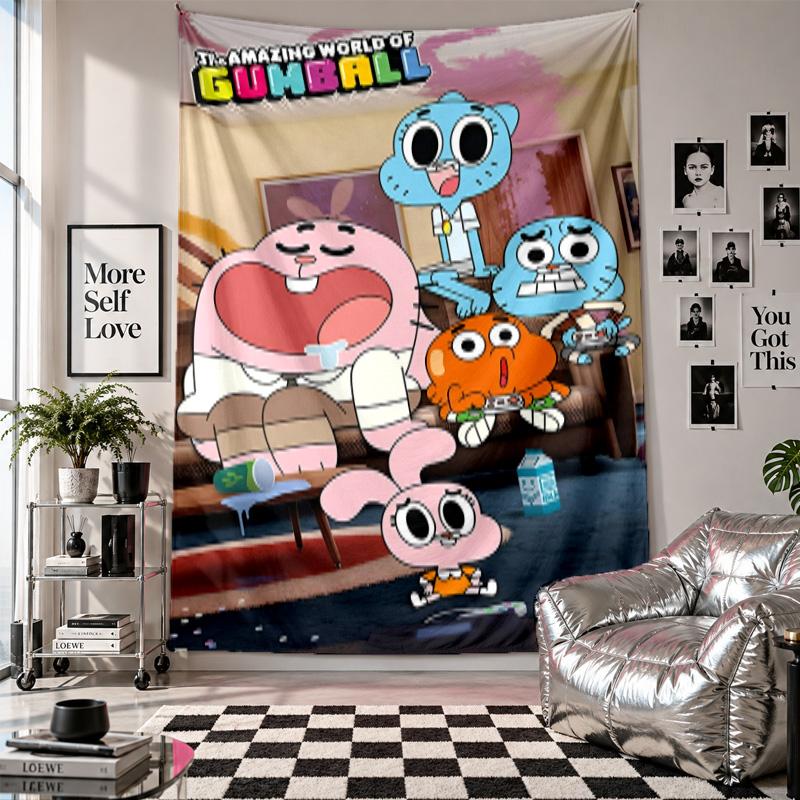 Wall TapestryAmazing World of Gumball Art Hanging Cloth Decorative Background Cover for Room Decoration