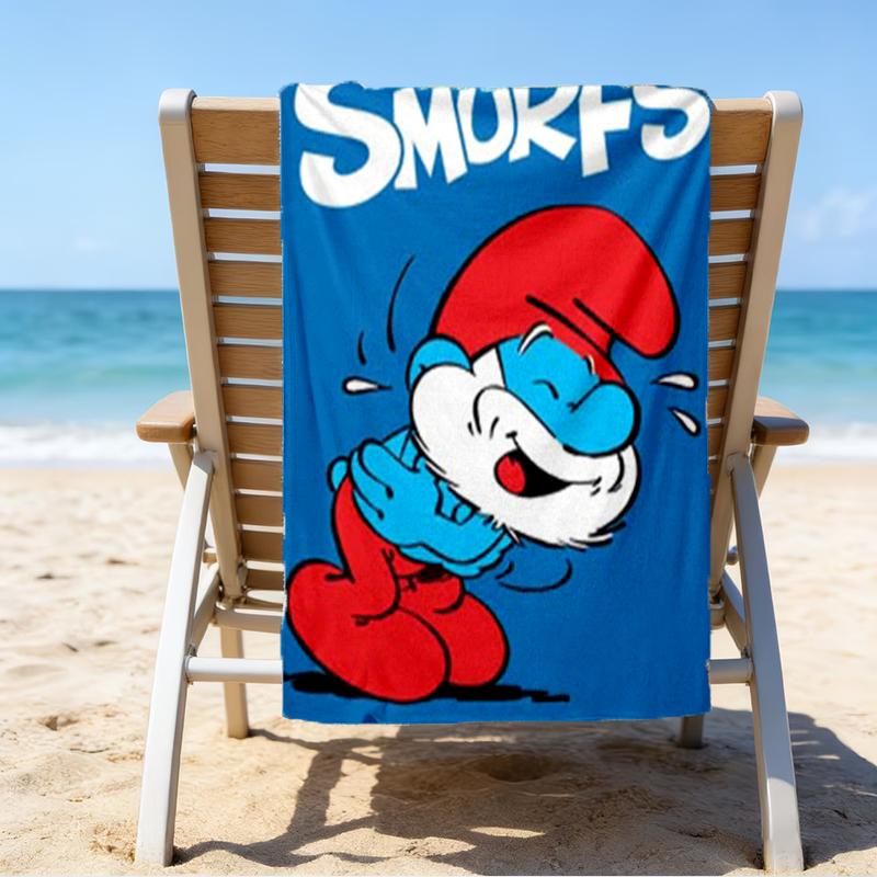 Ultra-Soft Beach Towel with The Smurfs Theme,Ideal for Pool - Camping, Diving - Perfect Travel Essential, Vibrant Beach Towel.