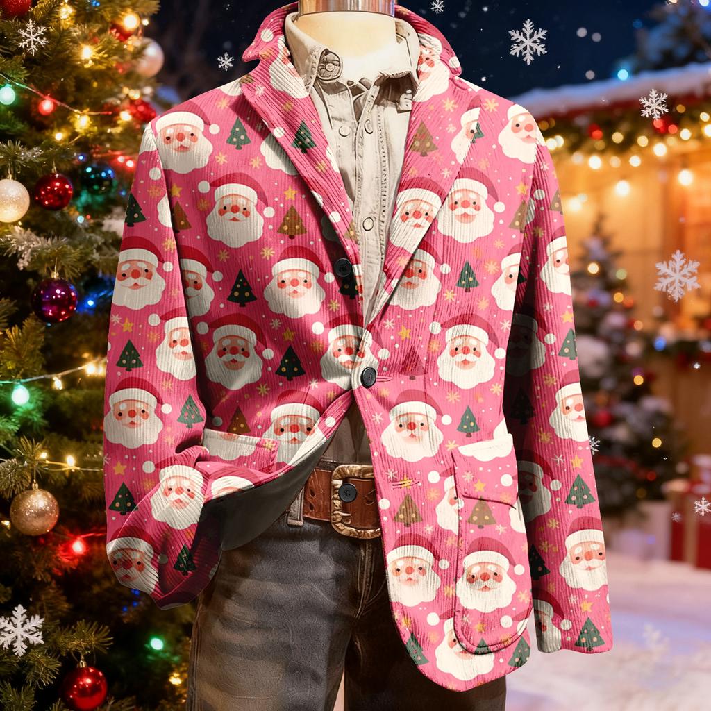 Мужской уродливый рождественский вельветовый теплый карманный пиджак-кардиган, мужской повседневный костюм