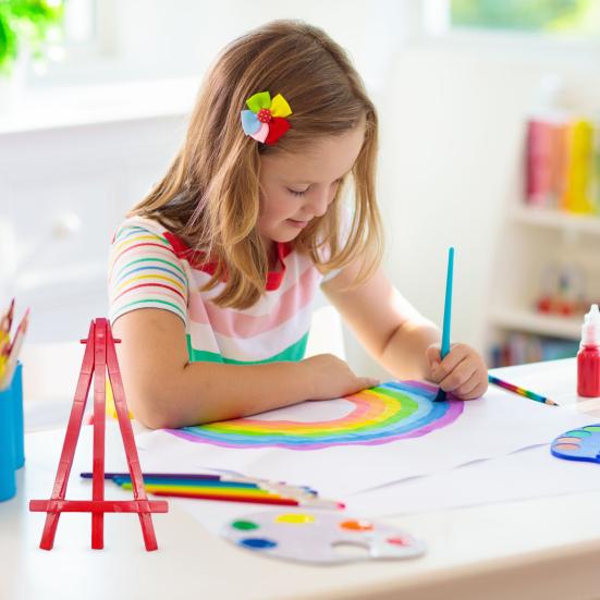 5Pcs Triangle Easel Mini Stand Kids Art Display Small Drawing Easel with Bright Colors 15.5cm Plastic Sketching Easel
