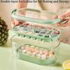 Ice Cube Tray With Lid, 2 Tiers Ice Cube Moulds Round And Square Ice Tray With Hidden Handle, Ice Cube Maker With Storage Ice Box