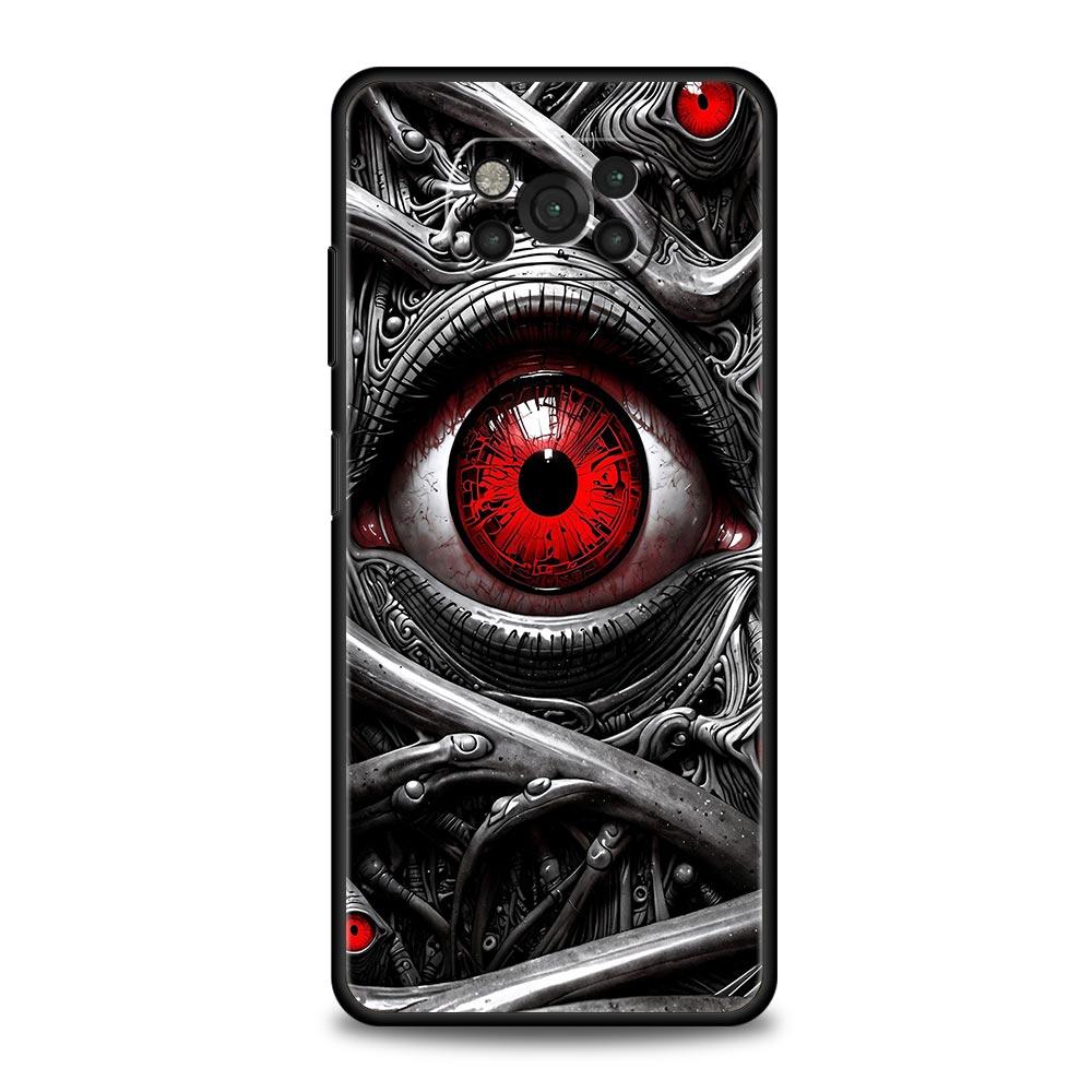 Жуткий Страшный Красный Глаз Чехол для Телефона для Xiaomi Poco F7 Ultra F6 F5 F4 F3 X6 X5 X4 X3 NFC C51 C55 M4 GT 5G Мягкий ТПУ Чехол Сумки