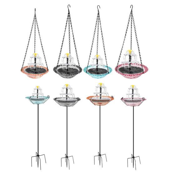 Yousheng Solar Bird Bath Fountain, 3-Tier Cascading Fountain Hanging Bird Bath, Solar Powered Outdoor Hummingbird Bath Fountain, for Garden Backyard