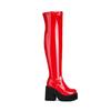 Лакированные кожаные высокие сапоги для женщин, готические длинные сапоги на платформе и толстом каблуке, сексуальная женская обувь на молнии, осень-зима
