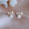 High-end Light Luxury Bow with Pearl Earrings Sweet High-end and Earrings Fashionable Temperament
