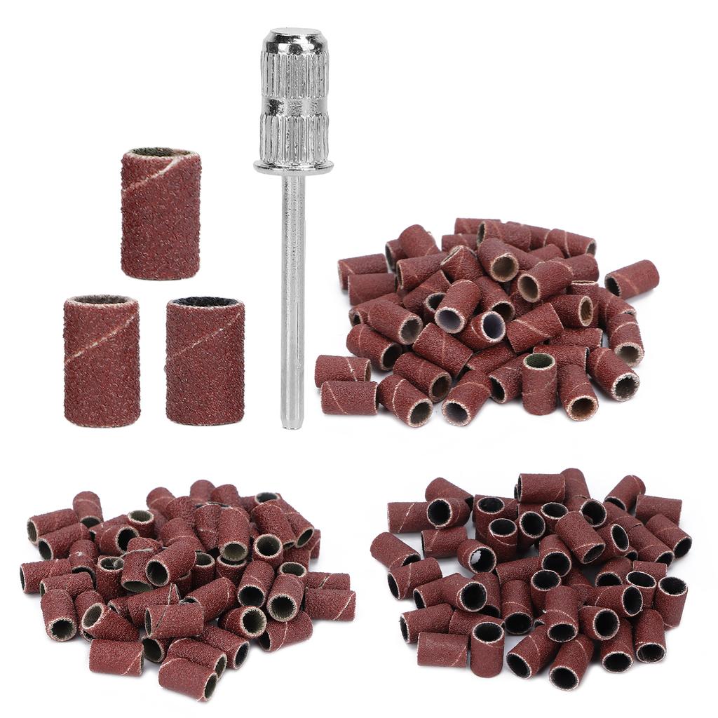 210pcs Brown Sanding Bands Nail Art Sanding Bands Replaceable Nail Sanders with Nail Drill Shaft
