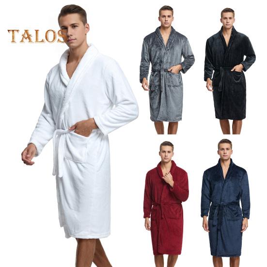 Ночная рубашка из фланели с карманами, длинными рукавами, шнуровкой, открытым спереди, длиной до колена, мужской халат для отдыха, одежда для сна